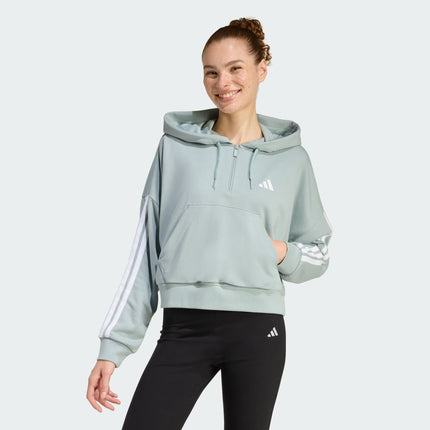 ESSENTIALS 3-STRIPES FRENCH TERRY QUARTER-ZIP HOODIE - WOSA - KC5226