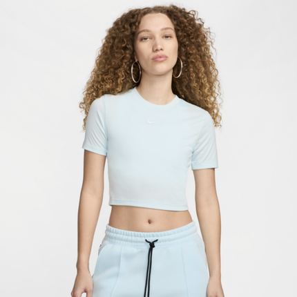 Nike Women's Sportswear Essential Slim Cropped T-Shirt in Sky Blue - FB2873-474