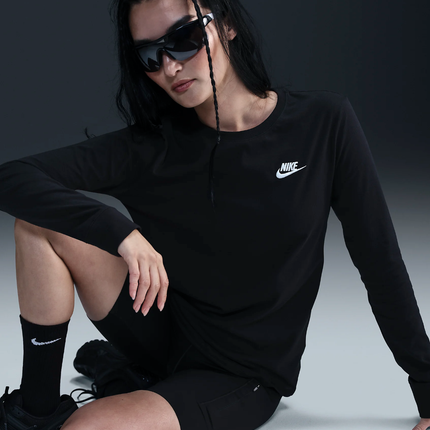 W Nike Sportswear Club Long-Sleeve T-Shirt - BLACK -HF0780-010