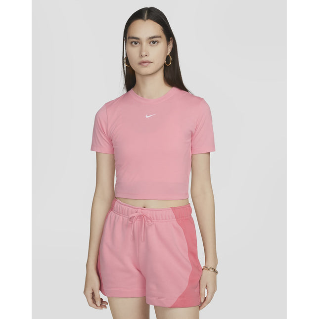 W NSW TEE ESSNTL SLIM CROP TEE - CORAL CHALK - FB2873-611