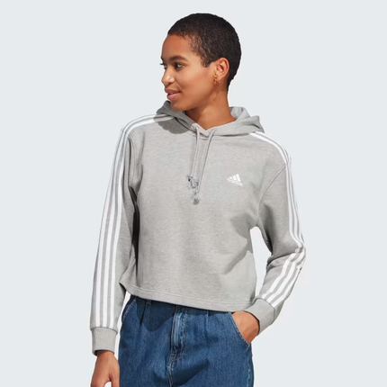 ESSENTIALS 3-STRIPES FRENCH TERRY CROP HOODIE - IC9910