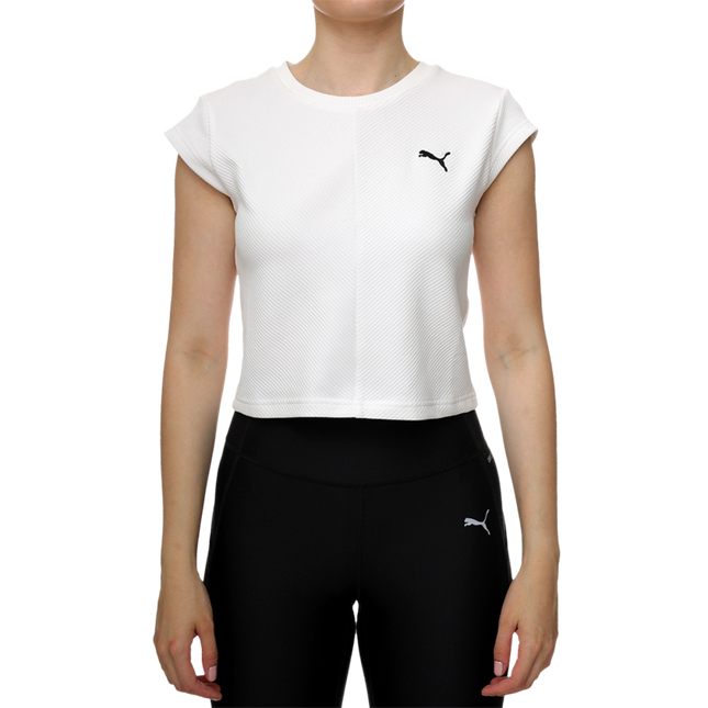 W PUMA WARDROBE ESS RIBBED BABY TEE - WHITE - 629768 02