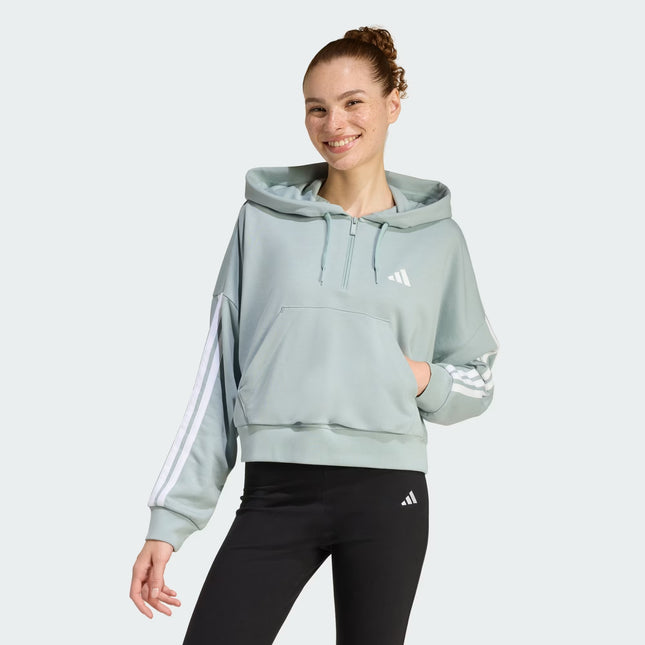 ESSENTIALS 3-STRIPES FRENCH TERRY QUARTER-ZIP HOODIE - WOSA - KC5226