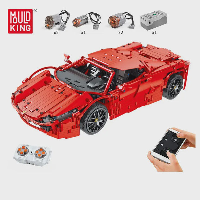 Mould King Red Super Car 2083/pcs Remote Control RC Car Brick Model 13048