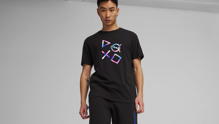 M Puma X Playstation BLK Tee Sportstyle Prime Co-Lab - 624676 01