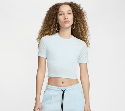 Nike Women's Sportswear Essential Slim Cropped T-Shirt in Sky Blue - FB2873-474