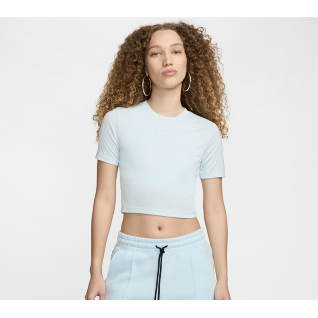 Nike Women's Sportswear Essential Slim Cropped T-Shirt in Sky Blue - FB2873-474