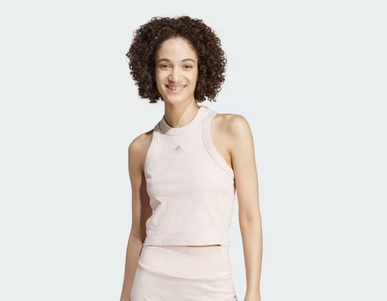 Lounge Ribbed Crop Tank Top -PINK - IY6735