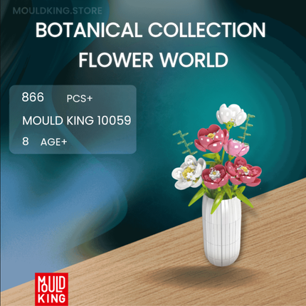 Mould King 10059 Peony Flowers Bouquet Building Set 866 PCS