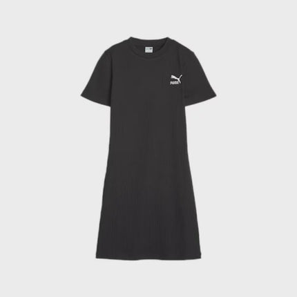 CLASSIC RIBBED DRESS W - BLACK - 621405 01