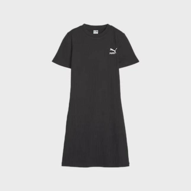 CLASSIC RIBBED DRESS W - BLACK - 621405 01