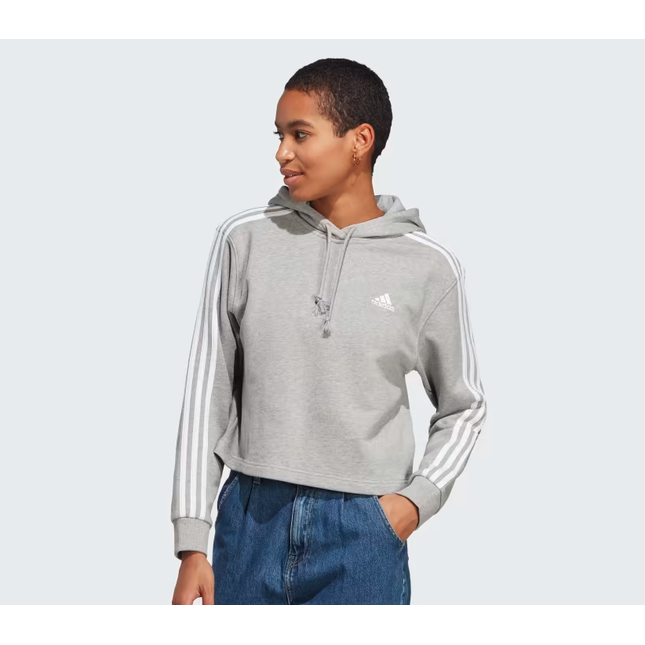 ESSENTIALS 3-STRIPES FRENCH TERRY CROP HOODIE - IC9910