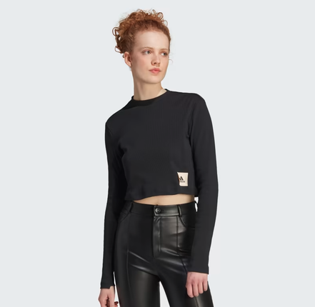 LOUNGE RIBBED CROP LONG SLEEVE TEE - IJ8469