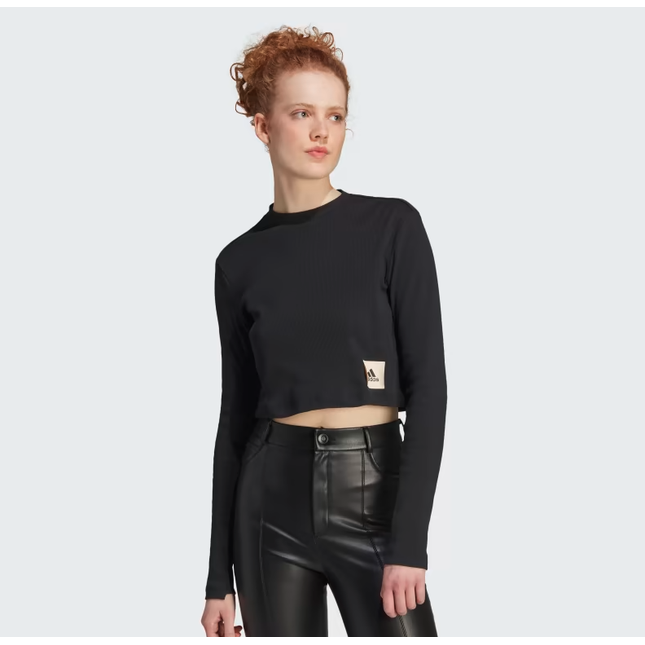 LOUNGE RIBBED CROP LONG SLEEVE TEE - IJ8469