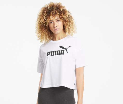 W ESS CROPPED LOGO TEE - WHT/BLK - 586866 02