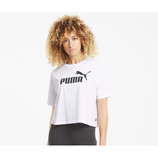 W ESS CROPPED LOGO TEE - WHT/BLK - 586866 02