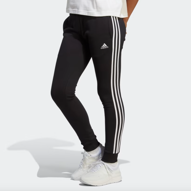 W ESSENTIALS 3-STRIPES FRENCH TERRY CUFFED JOGGERS - BLK/WHT - IC8770